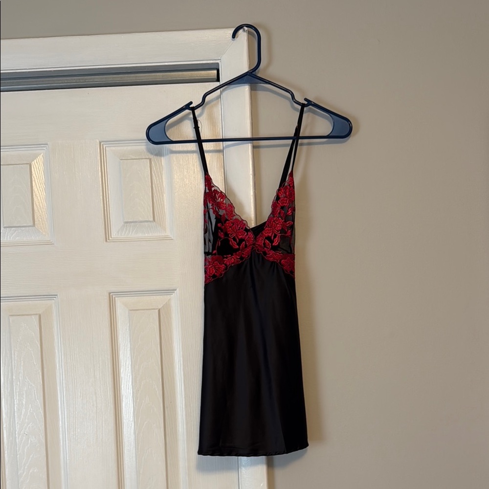 Black and Red Lace Slip Dress